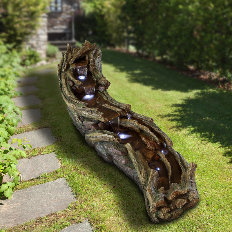 resin solar outdoor fountain with light